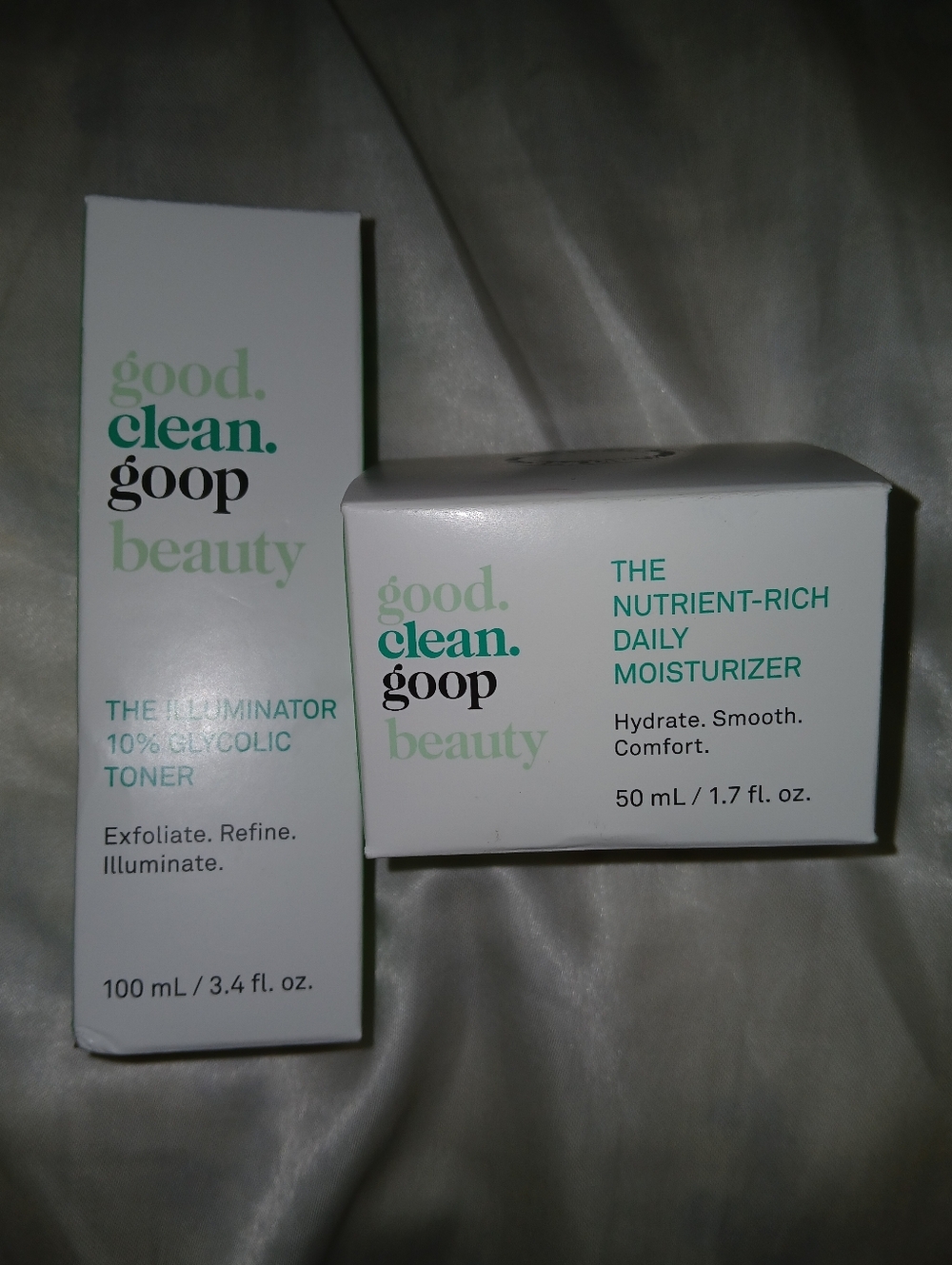 goop 2 Pc Daily Moisturizer & Illuminator Glycolic Toner, Full Sizes Sealed